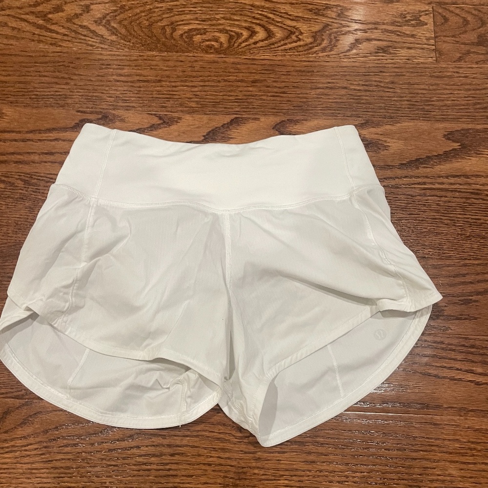 lululemon speed up white shorts